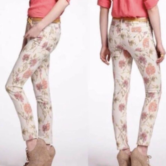 EUC: Pilcro & Letterpress Floral Skinny Jeans: 27 - Picture 2 of 9